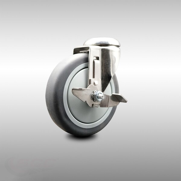 Service Caster 5 Inch 316SS Thermoplastic Rubber Wheel Swivel Bolt Hole Caster with Brake SCC SCC-SS316BH20S514-TPRB-TLB - main